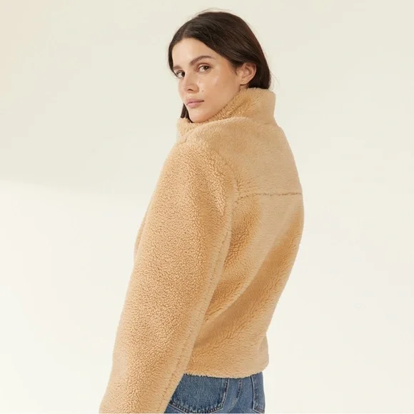 Italic Women’s Sherpa Teddy Zip-Up Jacket Fawn size XL - Picture 2 of 8